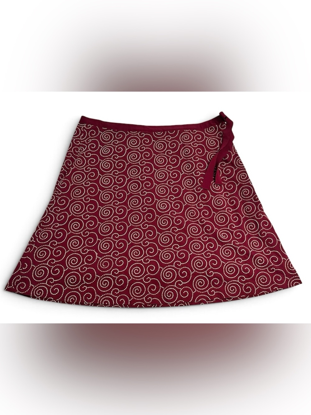 J. Crew Boho Knee Length A-line Skirt Maroon Embroidered Lined Side Tie Sz 14